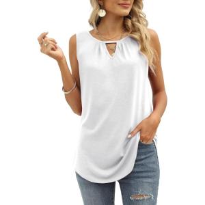 image:imageWIHOLL Tank Tops for Women Casual Summer Keyhole Neck Sleeveless Shirts Loose Blouses0white