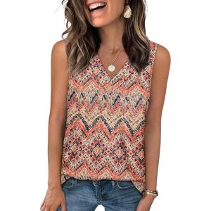 image:imageWIHOLL Tank Tops for Women Summer V Neck T Shirts Trendy Sleeveless Basic Tees Fashion Clothing5boho Floral