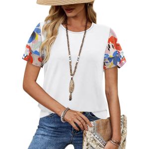image:imageWIHOLL Womens Summer Tops Trendy Ruffle Sleeve Shirts Casual Chiffon Blouses Beach Vacation Clothes1colorful Bloom