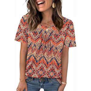 image:imageWIHOLL Womens Summer Tops Trendy Short Sleeve T Shirts Pleated Crewneck Tees Blouses Dressy Casual Outfits Fashion Clothing2print 4
