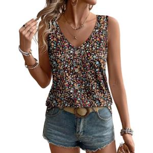 image:imageWIHOLL Womens Tank Tops Loose Casual Summer Tops Eyelet V Neck Basic Sleeveless Shirts Trendy 2026Multicolor