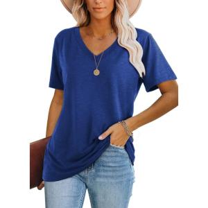 image:imageWIHOLL Womens Tops Casual Short Sleeve V Neck Summer T Shirts Fashion Spring Clothes3royal Blue