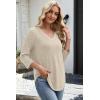 image:imageWIHOLL 34 Length Sleeve Womens Tops Lightweight Spring Outfits Plus Size Casual Summer TShirtsBeige