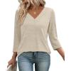 image:imageWIHOLL 34 Length Sleeve Womens Tops Lightweight Spring Outfits Plus Size Casual Summer TShirtsBeige