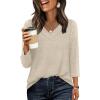image:imageWIHOLL 34 Length Sleeve Womens Tops Lightweight Spring Outfits Plus Size Casual Summer TShirtsBeige