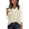 image:imageWIHOLL 34 Length Sleeve Womens Tops Lightweight Spring Outfits Plus Size Casual Summer TShirtsBeige White