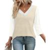 image:imageWIHOLL 34 Length Sleeve Womens Tops Lightweight Spring Outfits Plus Size Casual Summer TShirtsBeige White