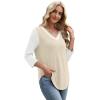 image:imageWIHOLL 34 Length Sleeve Womens Tops Lightweight Spring Outfits Plus Size Casual Summer TShirtsBeige White