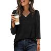 image:imageWIHOLL 34 Length Sleeve Womens Tops Lightweight Spring Outfits Plus Size Casual Summer TShirtsBlack