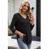 image:imageWIHOLL 34 Length Sleeve Womens Tops Lightweight Spring Outfits Plus Size Casual Summer TShirtsBlack