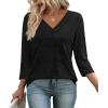 image:imageWIHOLL 34 Length Sleeve Womens Tops Lightweight Spring Outfits Plus Size Casual Summer TShirtsBlack