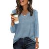 image:imageWIHOLL 34 Length Sleeve Womens Tops Lightweight Spring Outfits Plus Size Casual Summer TShirtsBlue
