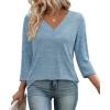 image:imageWIHOLL 34 Length Sleeve Womens Tops Lightweight Spring Outfits Plus Size Casual Summer TShirtsBlue