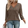 image:imageWIHOLL 34 Length Sleeve Womens Tops Lightweight Spring Outfits Plus Size Casual Summer TShirtsCoffee