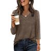 image:imageWIHOLL 34 Length Sleeve Womens Tops Lightweight Spring Outfits Plus Size Casual Summer TShirtsCoffee