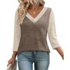 image:imageWIHOLL 34 Length Sleeve Womens Tops Lightweight Spring Outfits Plus Size Casual Summer TShirtsCoffee Beige