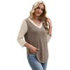 image:imageWIHOLL 34 Length Sleeve Womens Tops Lightweight Spring Outfits Plus Size Casual Summer TShirtsCoffee Beige
