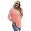 image:imageWIHOLL 34 Length Sleeve Womens Tops Lightweight Spring Outfits Plus Size Casual Summer TShirtsCoral