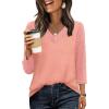image:imageWIHOLL 34 Length Sleeve Womens Tops Lightweight Spring Outfits Plus Size Casual Summer TShirtsCoral