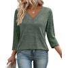 image:imageWIHOLL 34 Length Sleeve Womens Tops Lightweight Spring Outfits Plus Size Casual Summer TShirtsGreen