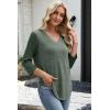 image:imageWIHOLL 34 Length Sleeve Womens Tops Lightweight Spring Outfits Plus Size Casual Summer TShirtsGreen