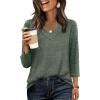 image:imageWIHOLL 34 Length Sleeve Womens Tops Lightweight Spring Outfits Plus Size Casual Summer TShirtsGreen