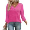 image:imageWIHOLL 34 Length Sleeve Womens Tops Lightweight Spring Outfits Plus Size Casual Summer TShirtsHot Pink