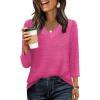 image:imageWIHOLL 34 Length Sleeve Womens Tops Lightweight Spring Outfits Plus Size Casual Summer TShirtsHot Pink