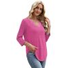image:imageWIHOLL 34 Length Sleeve Womens Tops Lightweight Spring Outfits Plus Size Casual Summer TShirtsHot Pink