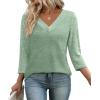 image:imageWIHOLL 34 Length Sleeve Womens Tops Lightweight Spring Outfits Plus Size Casual Summer TShirtsLight Green