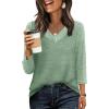 image:imageWIHOLL 34 Length Sleeve Womens Tops Lightweight Spring Outfits Plus Size Casual Summer TShirtsLight Green