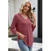 image:imageWIHOLL 34 Length Sleeve Womens Tops Lightweight Spring Outfits Plus Size Casual Summer TShirtsRed