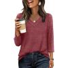 image:imageWIHOLL 34 Length Sleeve Womens Tops Lightweight Spring Outfits Plus Size Casual Summer TShirtsRed