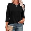 image:imageWIHOLL 34 Length Sleeve Womens Tops Summer Basic Business Casual Blouses 2025 FashionAblack