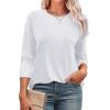 image:imageWIHOLL 34 Length Sleeve Womens Tops Summer Basic Business Casual Blouses 2025 FashionAwhite