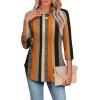 image:imageWIHOLL 34 Length Sleeve Womens Tops Summer Basic Business Casual Blouses 2025 FashionBpatternedkhaki Stripe