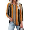 image:imageWIHOLL 34 Length Sleeve Womens Tops Summer Basic Business Casual Blouses 2025 FashionBpatternedkhaki Stripe