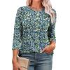 image:imageWIHOLL 34 Length Sleeve Womens Tops Summer Basic Business Casual Blouses 2025 FashionDpatternedfloral Blue