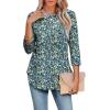 image:imageWIHOLL 34 Length Sleeve Womens Tops Summer Basic Business Casual Blouses 2025 FashionDpatternedfloral Blue