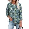 image:imageWIHOLL 34 Length Sleeve Womens Tops Summer Basic Business Casual Blouses 2025 FashionDpatternedfloral Blue