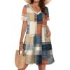 image:imageWIHOLL Boho Summer Dresses for Women Casual Loose T Shirt Dress with Pockets Beach Vacation Outfits S4XL03orange and Blue Plaid