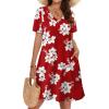 image:imageWIHOLL Boho Summer Dresses for Women Casual Loose T Shirt Dress with Pockets Beach Vacation Outfits S4XL03red Floral