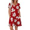image:imageWIHOLL Boho Summer Dresses for Women Casual Loose T Shirt Dress with Pockets Beach Vacation Outfits S4XL03red Floral