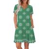image:imageWIHOLL Boho Summer Dresses for Women Casual Loose T Shirt Dress with Pockets Beach Vacation Outfits S4XL04green Snowflake
