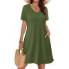 image:imageWIHOLL Boho Summer Dresses for Women Casual Loose T Shirt Dress with Pockets Beach Vacation Outfits S4XL04olive Green