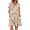 image:imageWIHOLL Boho Summer Dresses for Women Casual Loose T Shirt Dress with Pockets Beach Vacation Outfits S4XL05khaki Floral
