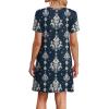 image:imageWIHOLL Boho Summer Dresses for Women Casual Loose T Shirt Dress with Pockets Beach Vacation Outfits S4XL05navy Ethnic