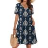 image:imageWIHOLL Boho Summer Dresses for Women Casual Loose T Shirt Dress with Pockets Beach Vacation Outfits S4XL05navy Ethnic