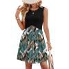 image:imageWIHOLL Dresses for Women 2026 Summer Casual Babydoll Crewneck Short Dress Spring Sleeveless Sundress with PocketsBlack Palm Leaf