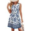 image:imageWIHOLL Dresses for Women 2026 Summer Casual Babydoll Crewneck Short Dress Spring Sleeveless Sundress with PocketsBlue White Ethnic